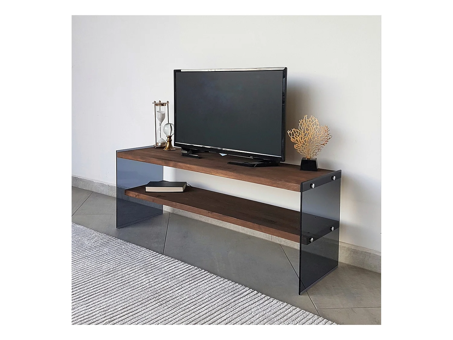 Mesa tv,100% pine solid wood, color nogal