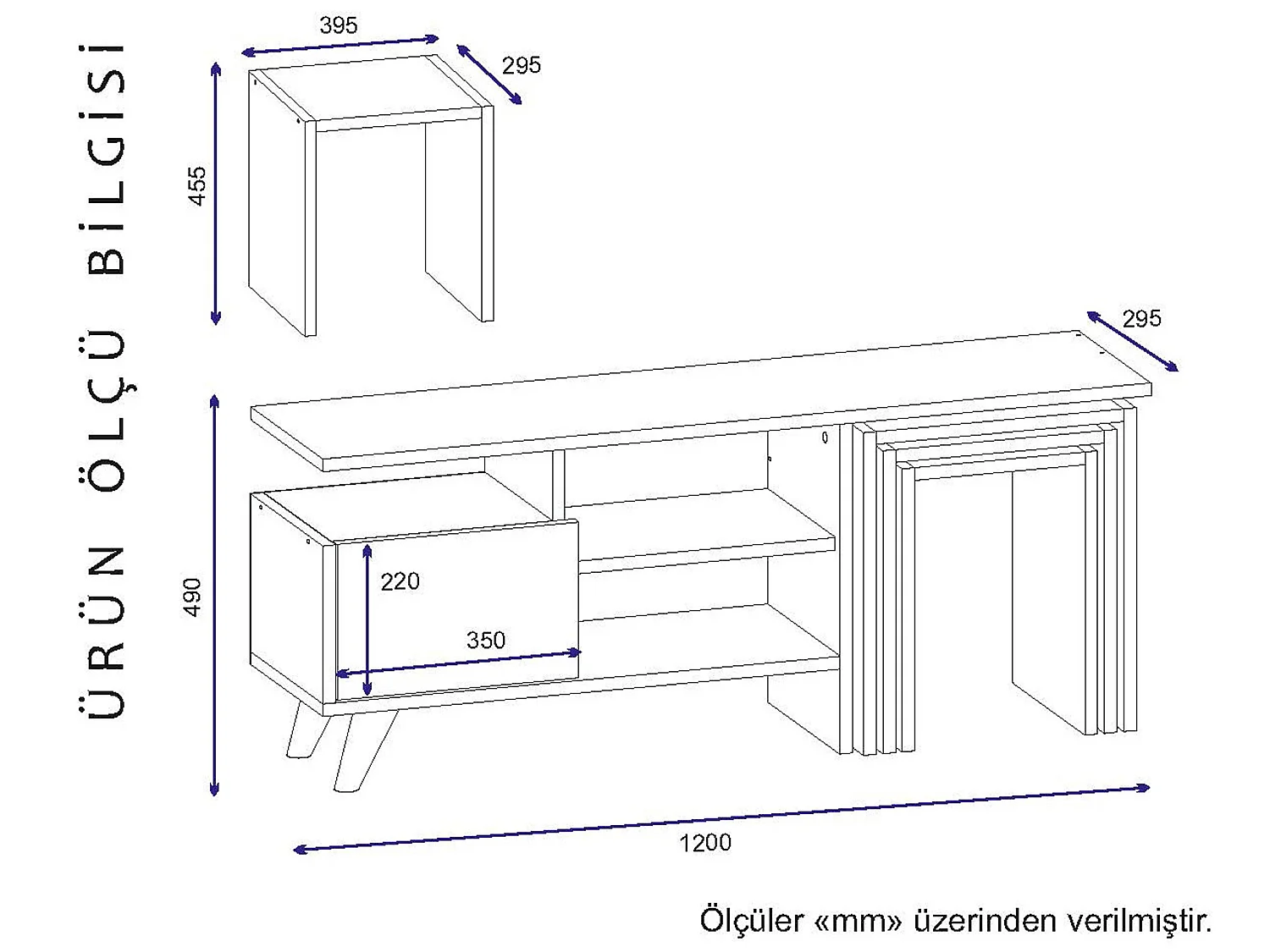Mesa tv,100% tablero de aglomerado rechapado en melamina, color blanco  nogal