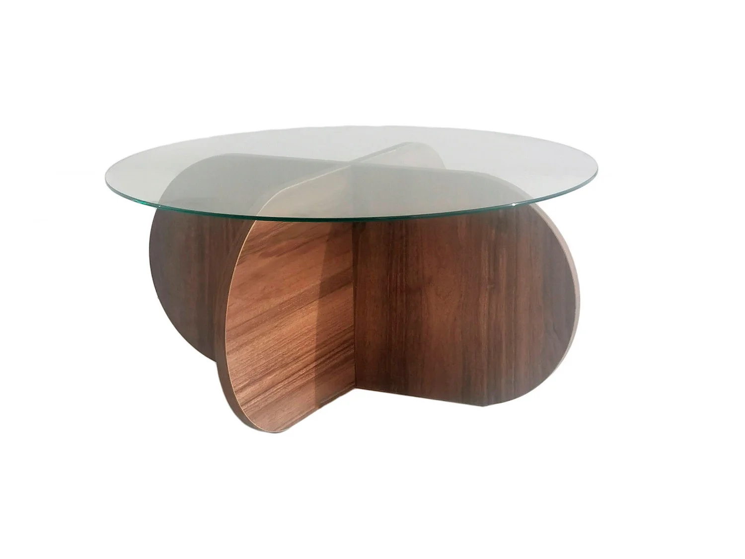 Tables basses rhin ronde  en bois cristal en couleur nogal. 75x35x75cm