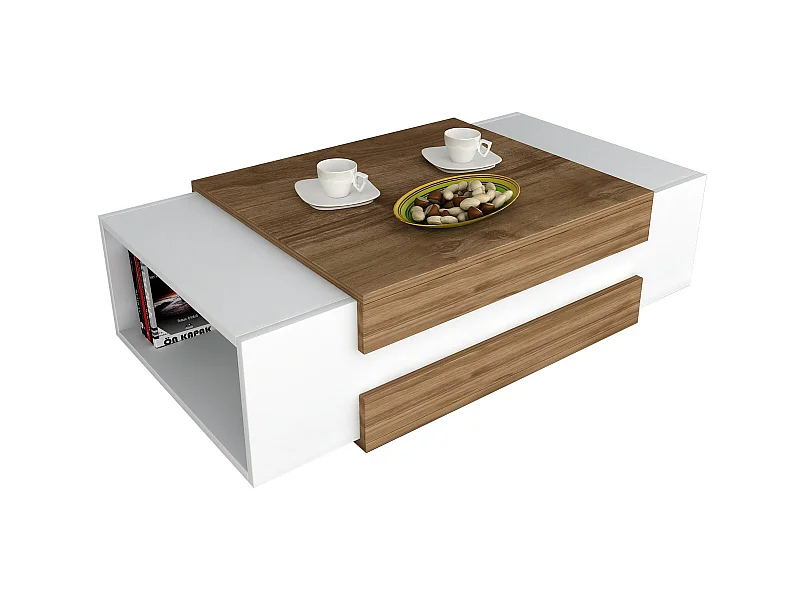 Table d’appoint Sena design Panneau de Particules Plaqué mélaminé nn couleur blanc bois. 110x31x57 cmcm