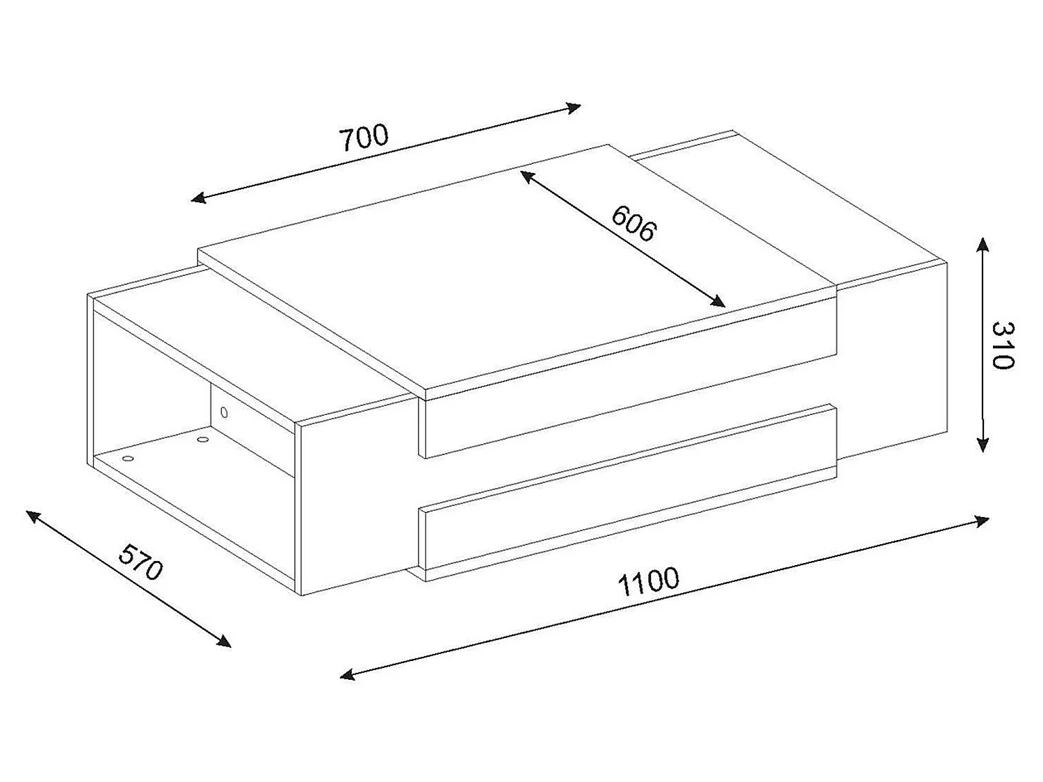 Table d’appoint Sena design Panneau de Particules Plaqué mélaminé nn couleur blanc bois. 110x31x57 cmcm