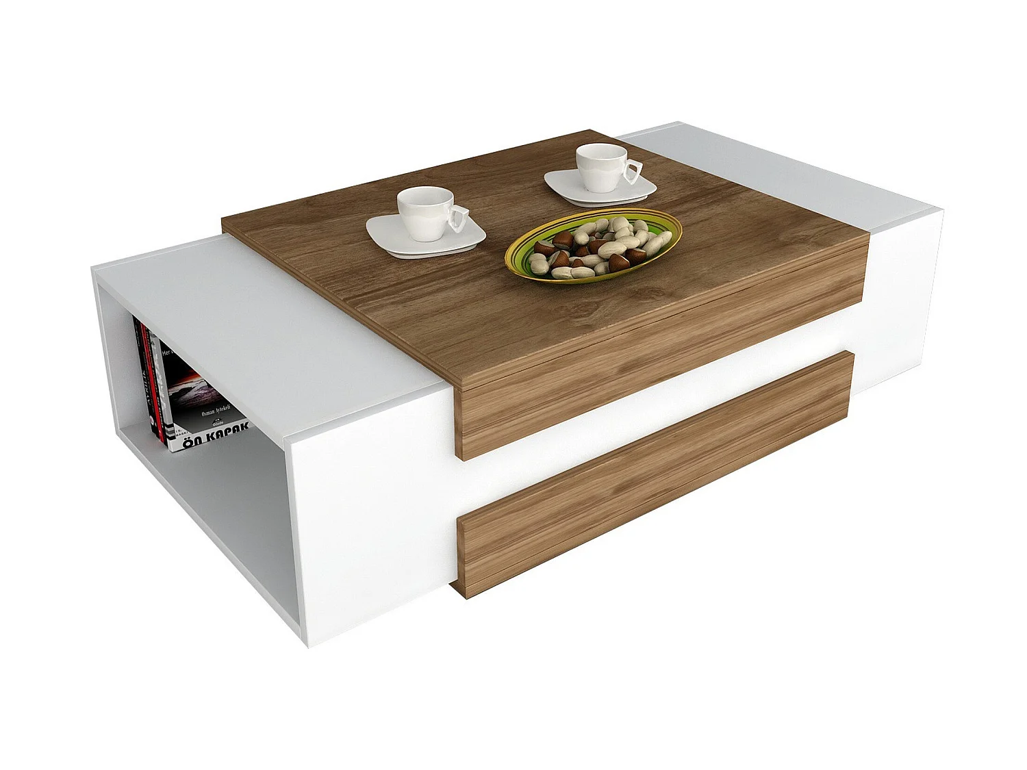 Table d’appoint Sena design Panneau de Particules Plaqué mélaminé nn couleur blanc bois. 110x31x57 cmcm