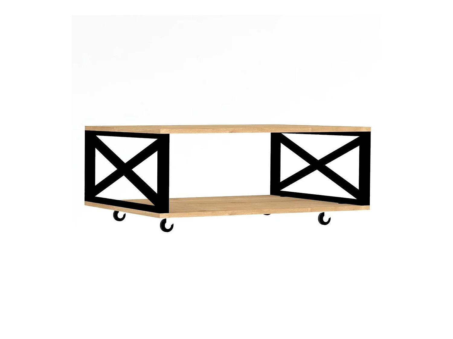 Table d’appoint tajo design panneau de particules plaqué mélaminé en couleur atlantic pino. 98x33,6x60cm