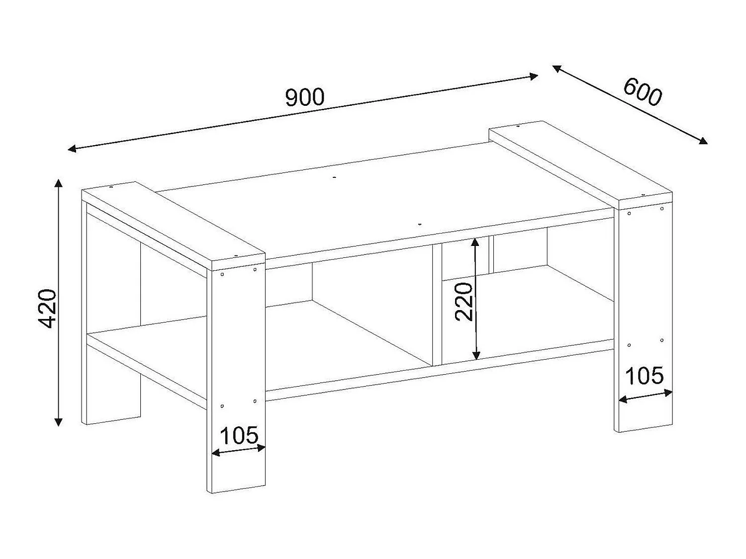 Table d’appoint sena design panneau de particules plaqué mélaminé en couleur blanc nogal. 90x42x60cm