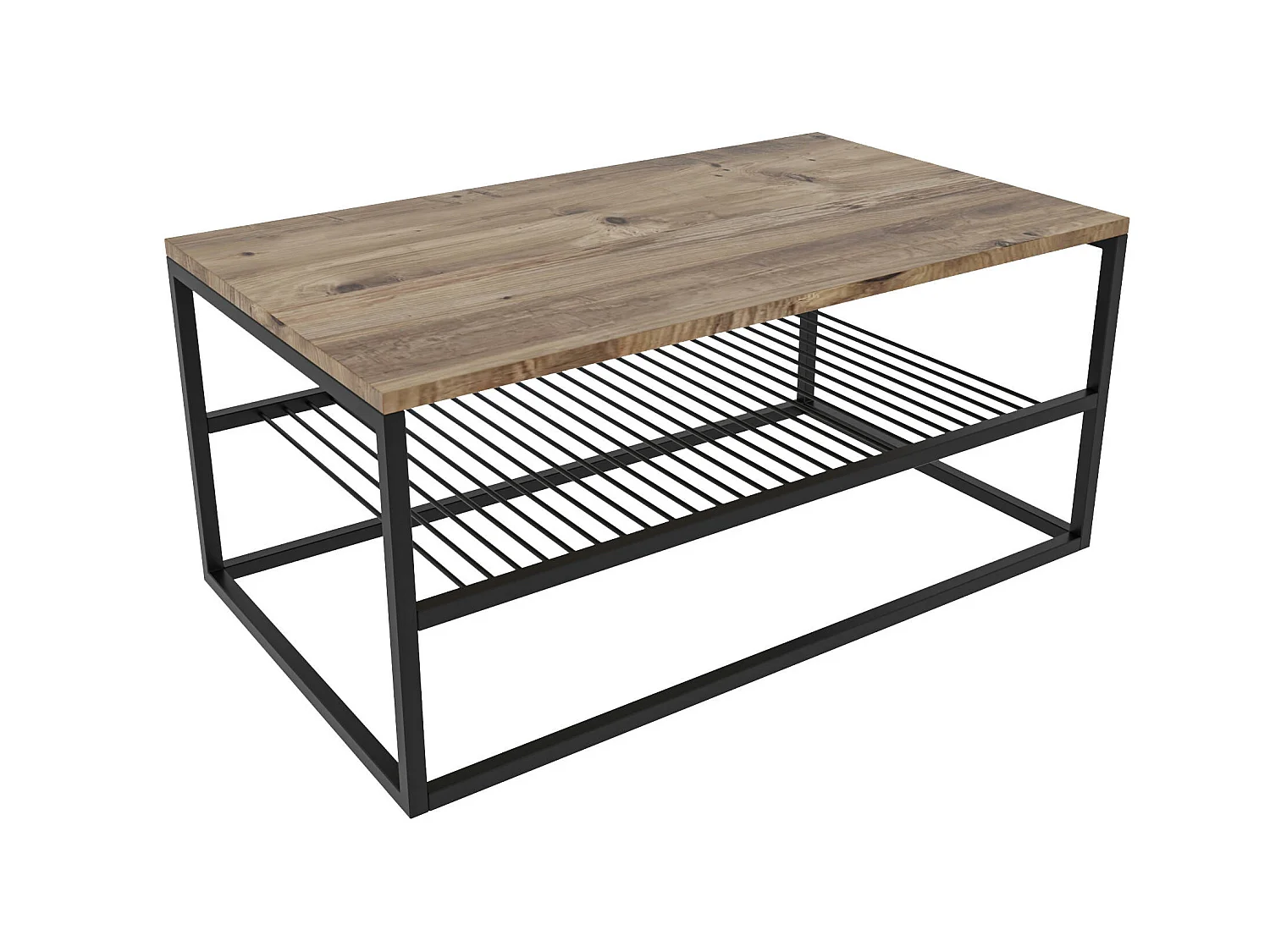 Tables basses mississipi dotée de pieds métalliquesen couleur pin atlantique noir. 95x43x55cm