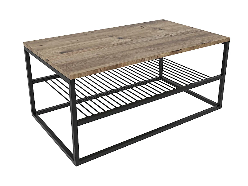 Tables basses mississipi dotée de pieds métalliquesen couleur pin atlantique noir. 95x43x55cm