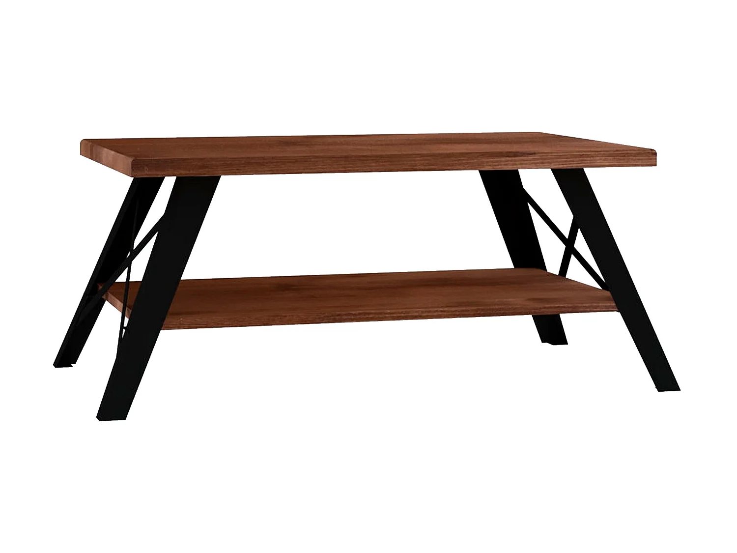 Tables basses tajo multifonctionnel à 2 niveaux en bois en couleur nogal. 98x43x50cm