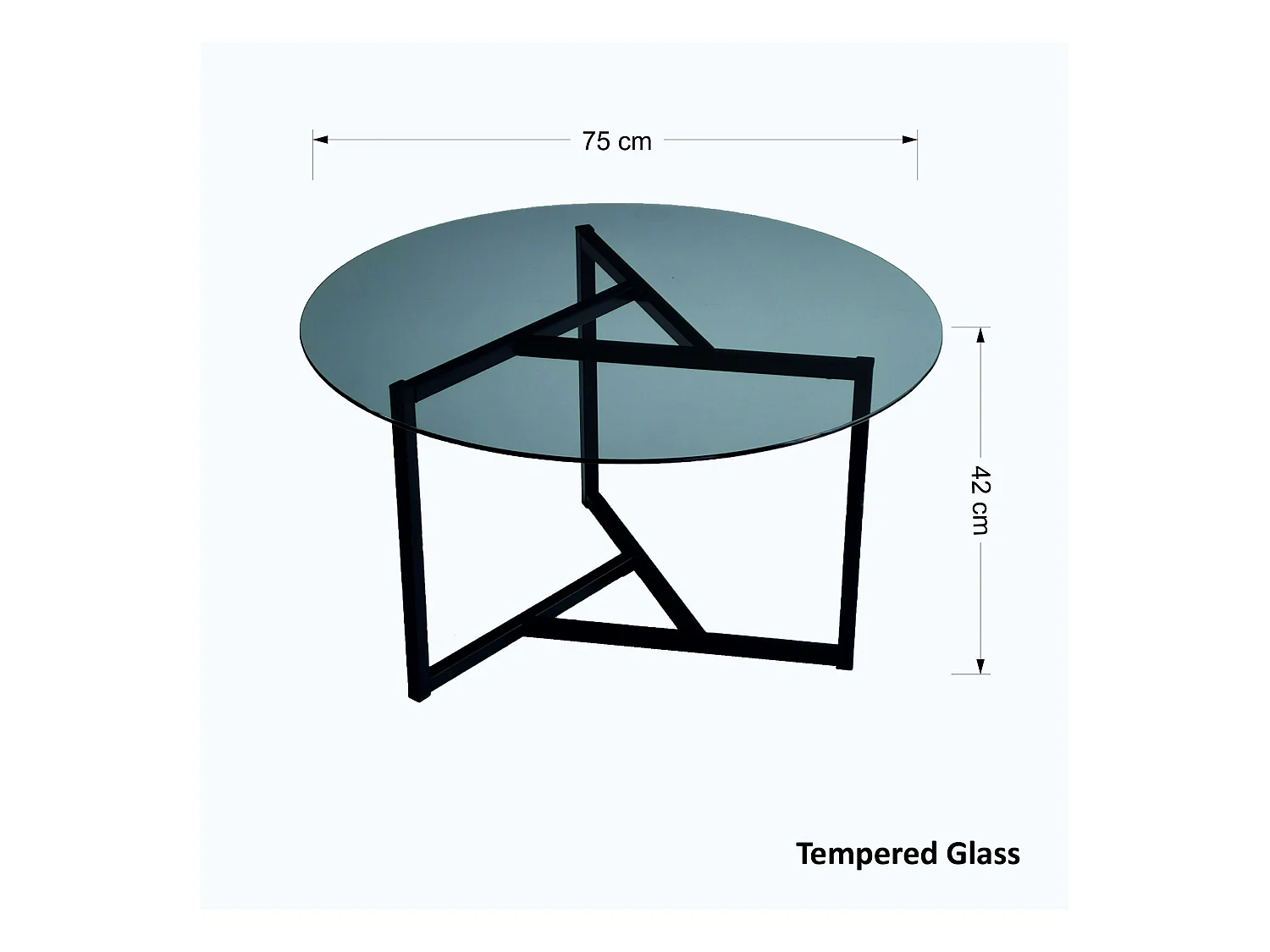 Tables basses rhin ronde structure métallique en couleur noir uni. 75x42x75cm
