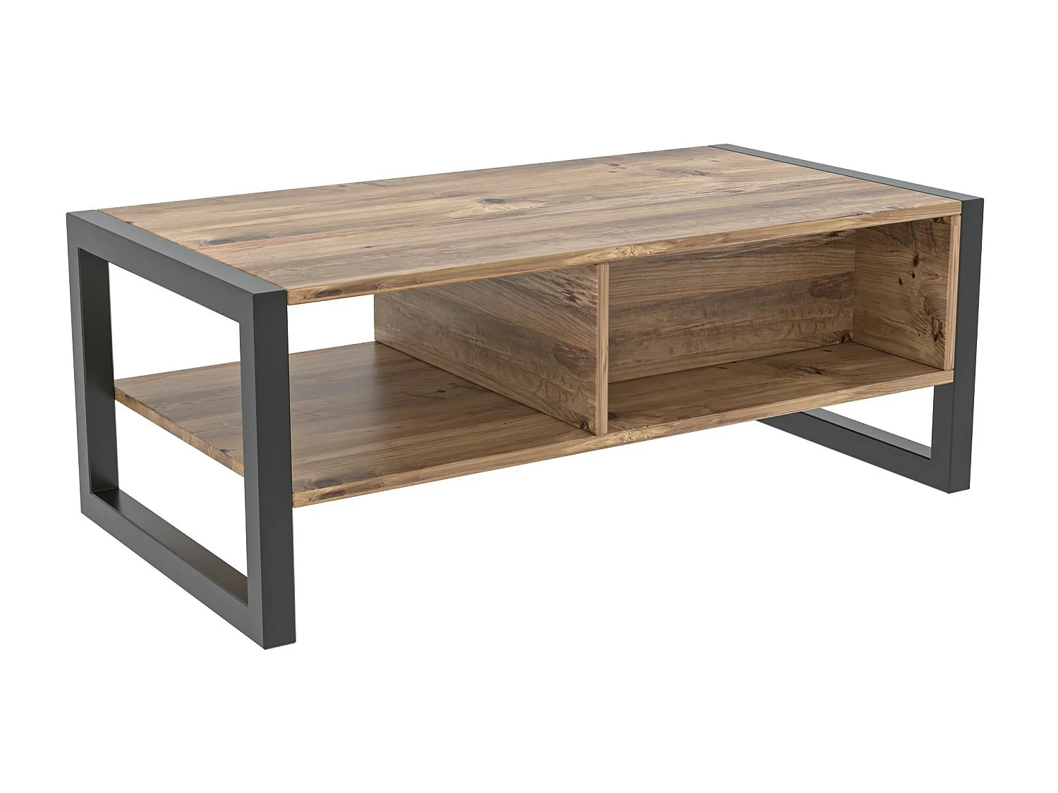 Tables basses tajo, structure et le support fabriquées en métal en couleur pin atlantique noir. 105x40x55cm