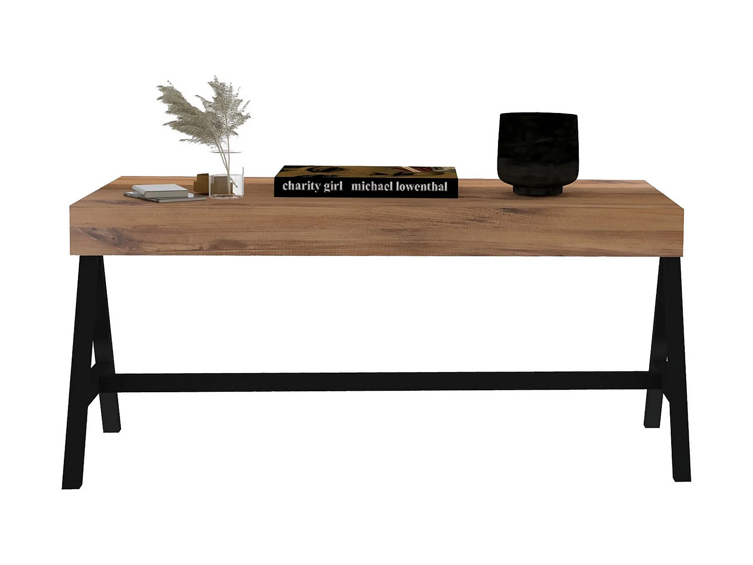 Table d’appoint tajo design panneau de particules plaqué mélaminé en couleur atlantic noir. 105x48x53cm