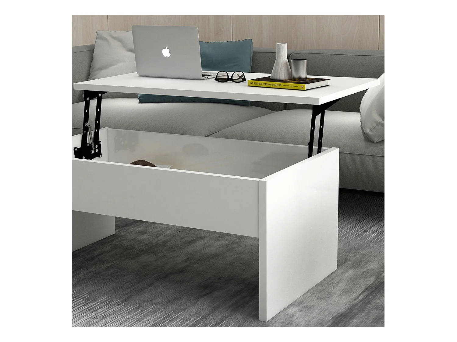 Table d’appoint sena design panneau de particules plaqué mélaminé en couleur blanc. 90x52x45cm