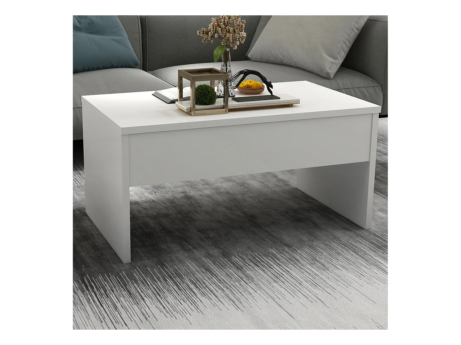 Table d’appoint sena design panneau de particules plaqué mélaminé en couleur blanc. 90x52x45cm