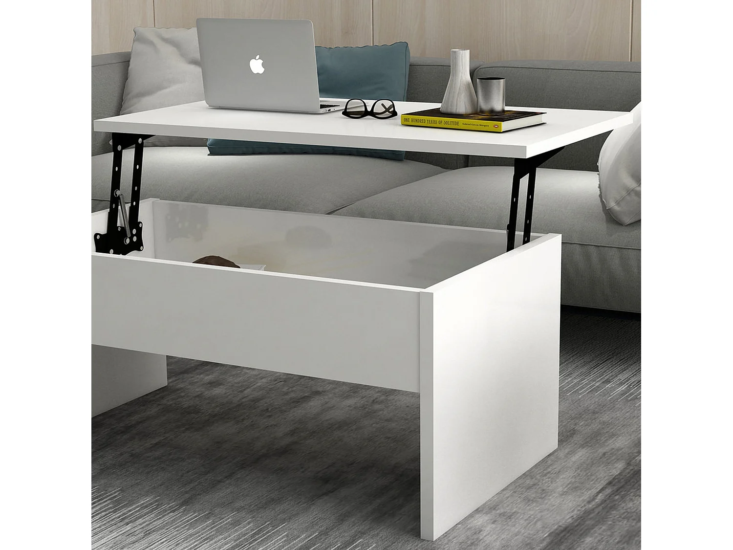 Mesa auxiliar,100% tablero de aglomerado rechapado en melamina, color blanco