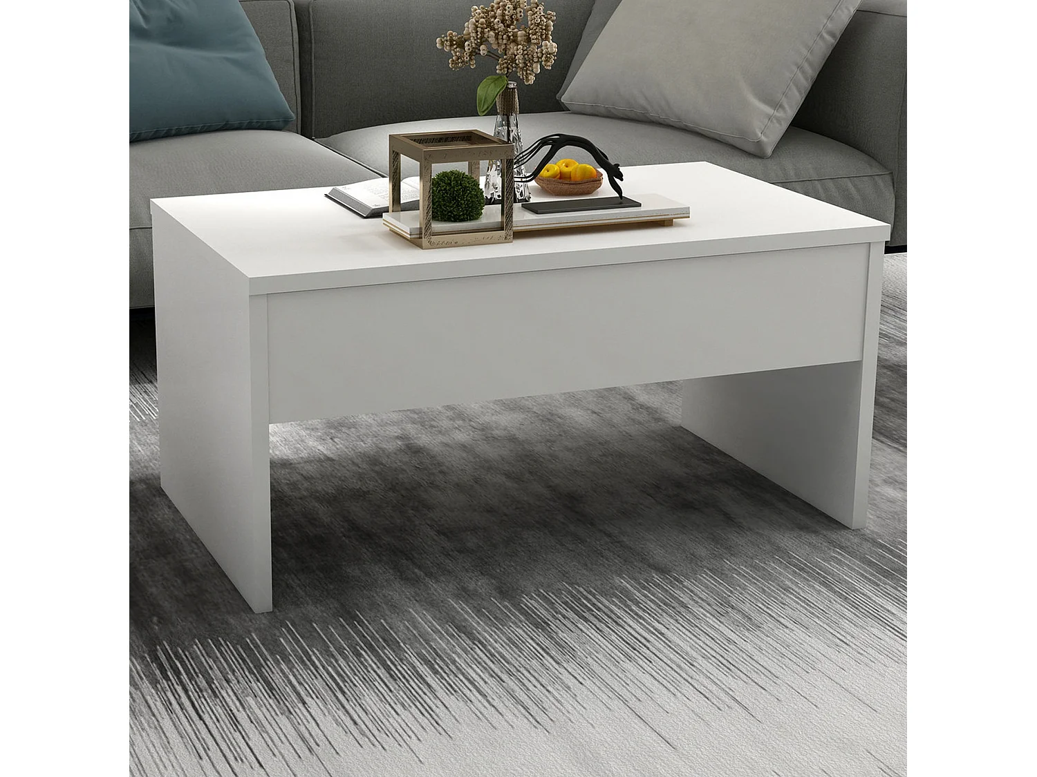 Mesa auxiliar,100% tablero de aglomerado rechapado en melamina, color blanco