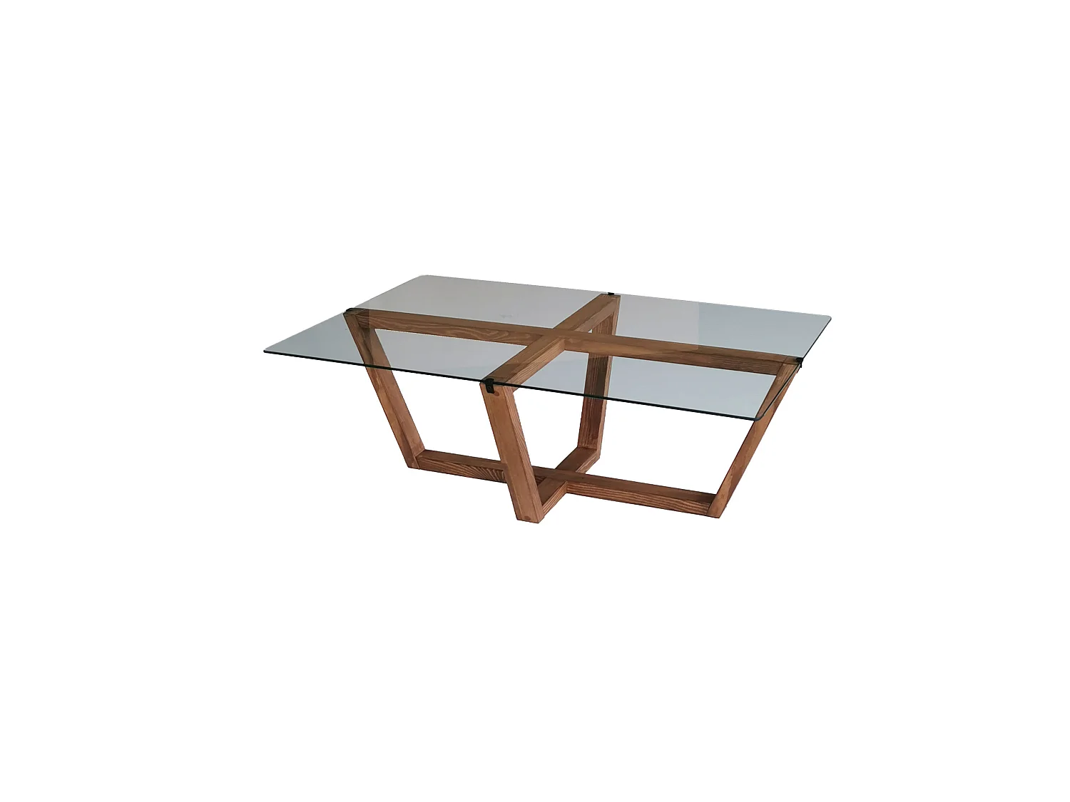 Tables basses rhin design en verre trempé en couleur nogal. 105x35x65cm