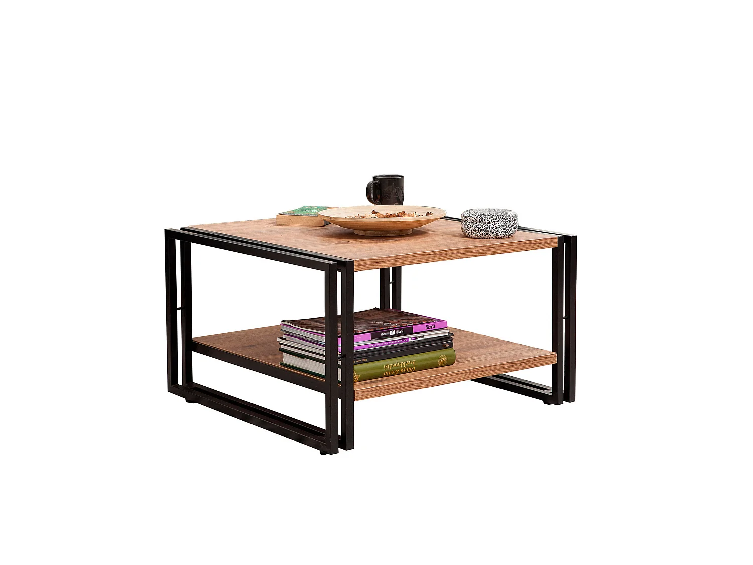 Tables basses tajo polyvalent et multifonctionnel en métal en couleur pin atlantique noir. 70x40x70cm