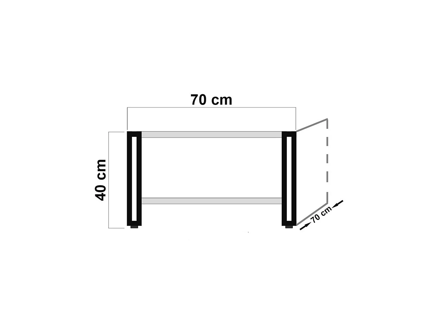 Tables basses tajo polyvalent et multifonctionnel en métal en couleur pin atlantique noir. 70x40x70cm