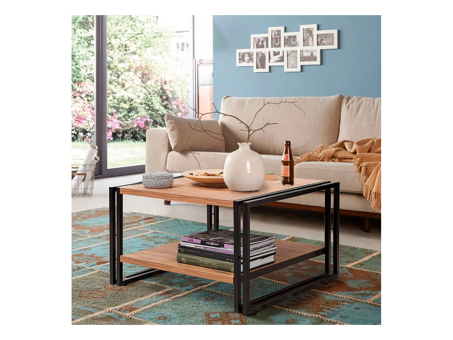 Tables basses tajo polyvalent et multifonctionnel en métal en couleur pin atlantique noir. 70x40x70cm