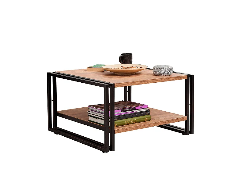 Tables basses tajo polyvalent et multifonctionnel en métal en couleur pin atlantique noir. 70x40x70cm