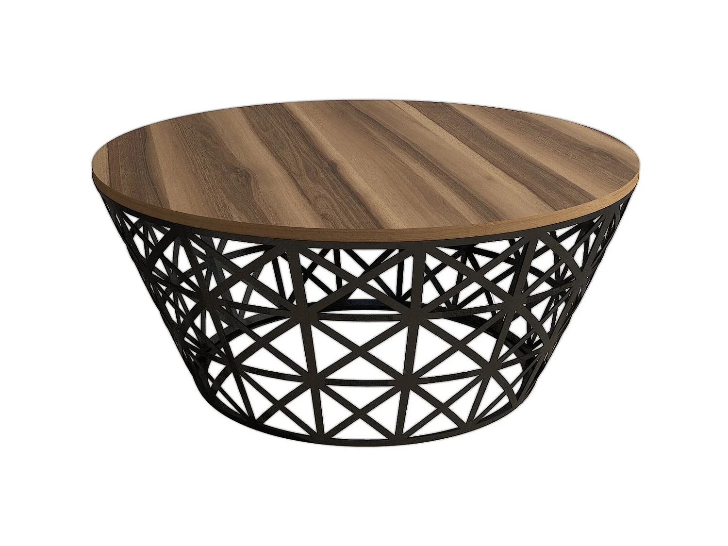 Table d’appoint ganges design panneau de particules plaqué mélaminé en couleur nogal noir. 90x90x38cm