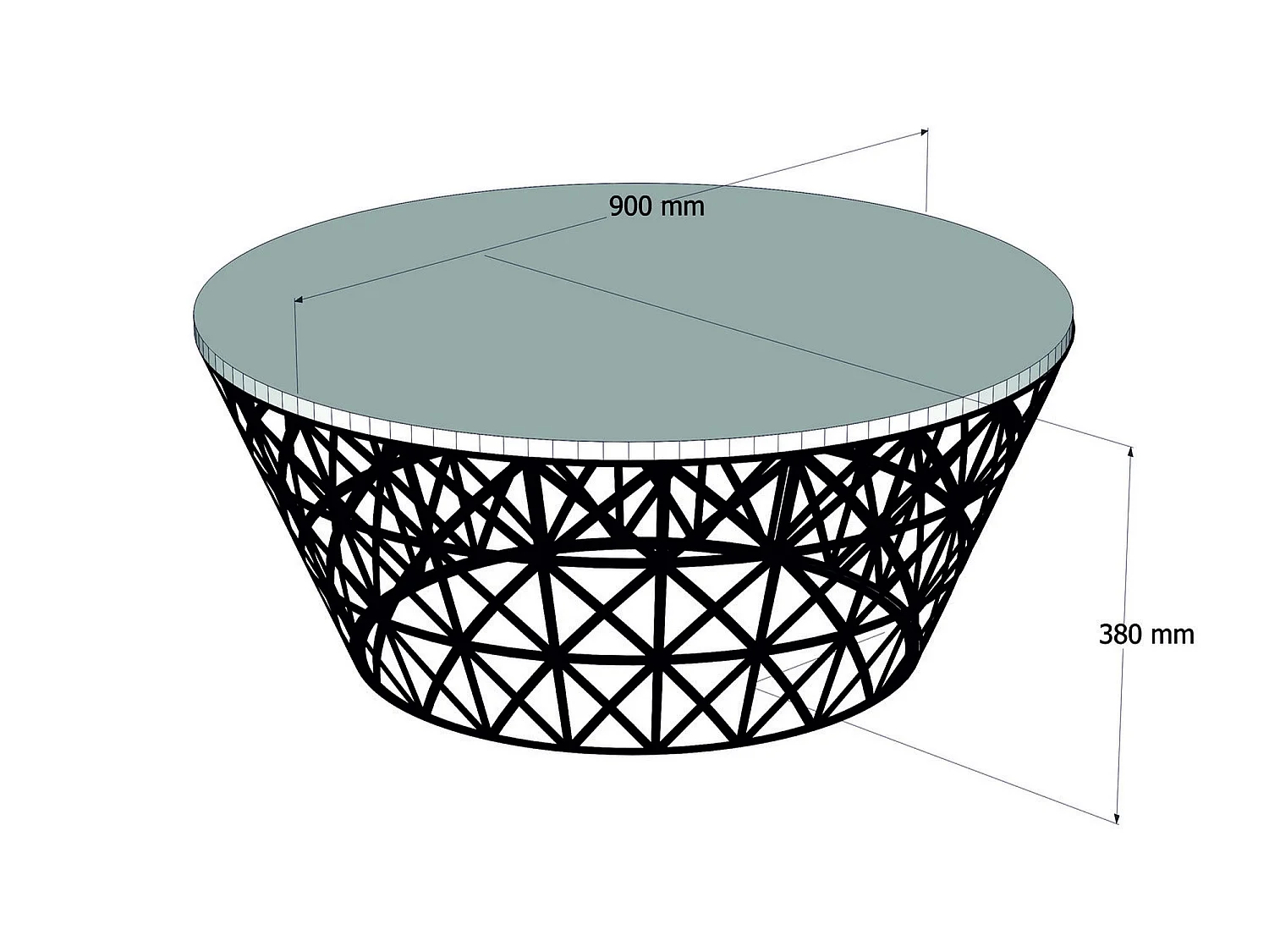 Table d’appoint ganges design panneau de particules plaqué mélaminé en couleur nogal noir. 90x90x38cm