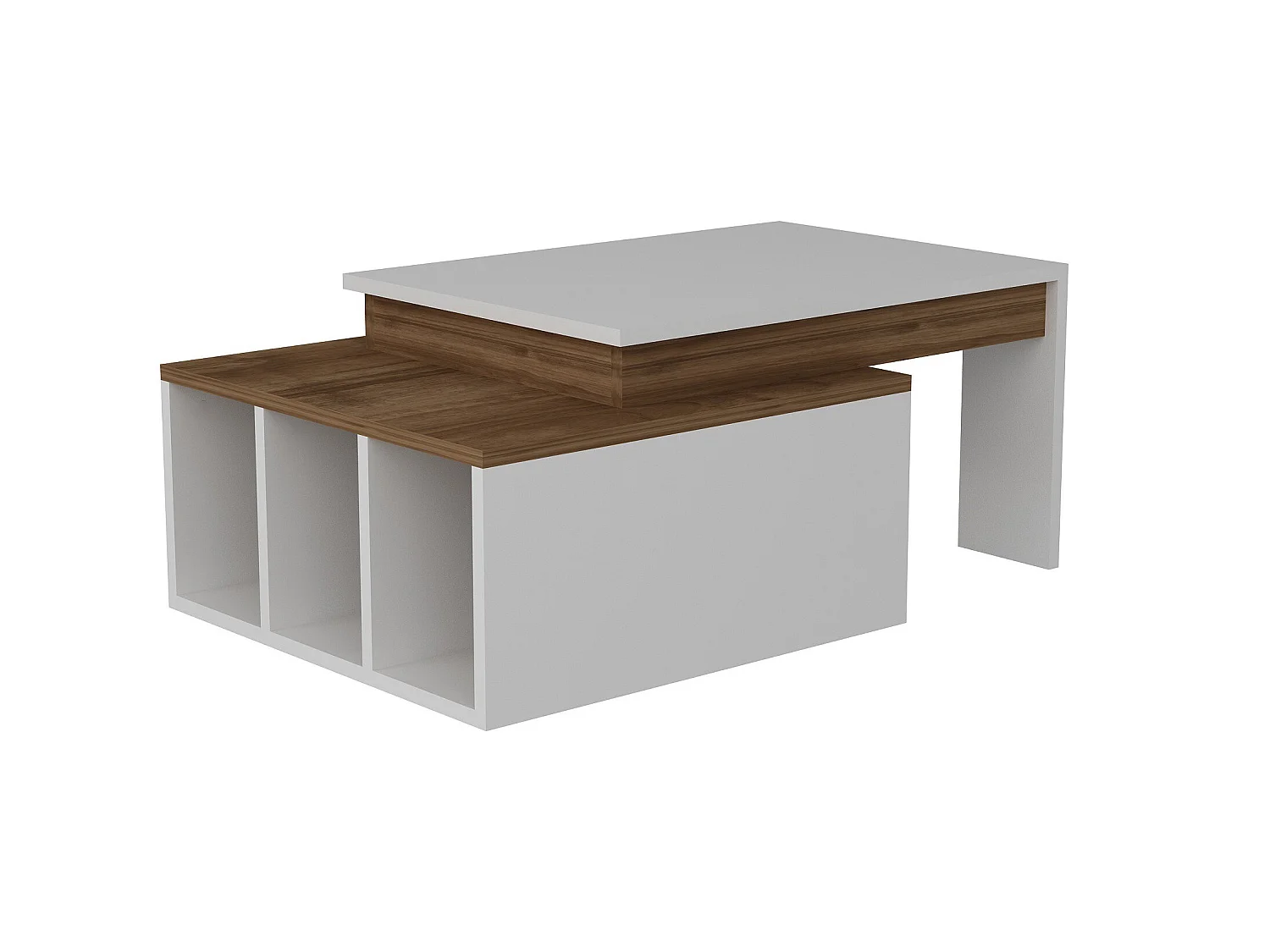 Table d’appoint sena design panneau de particules plaqué mélaminé en couleur blanc nogal. 90x37,4x60cm