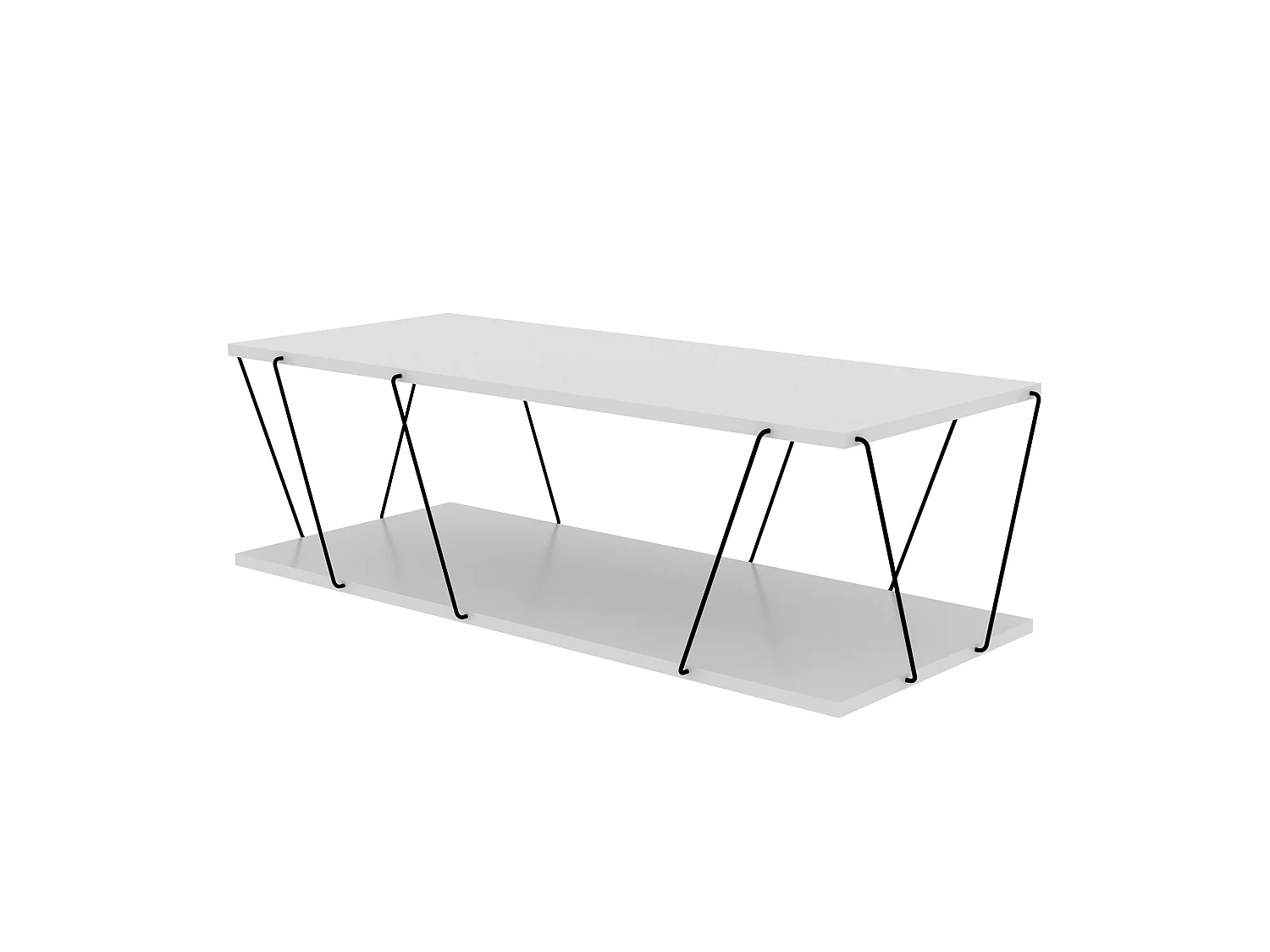 Table d’appoint mississipi design panneau de particules plaqué mélaminé en couleur blanc noir. 120x30x50cm