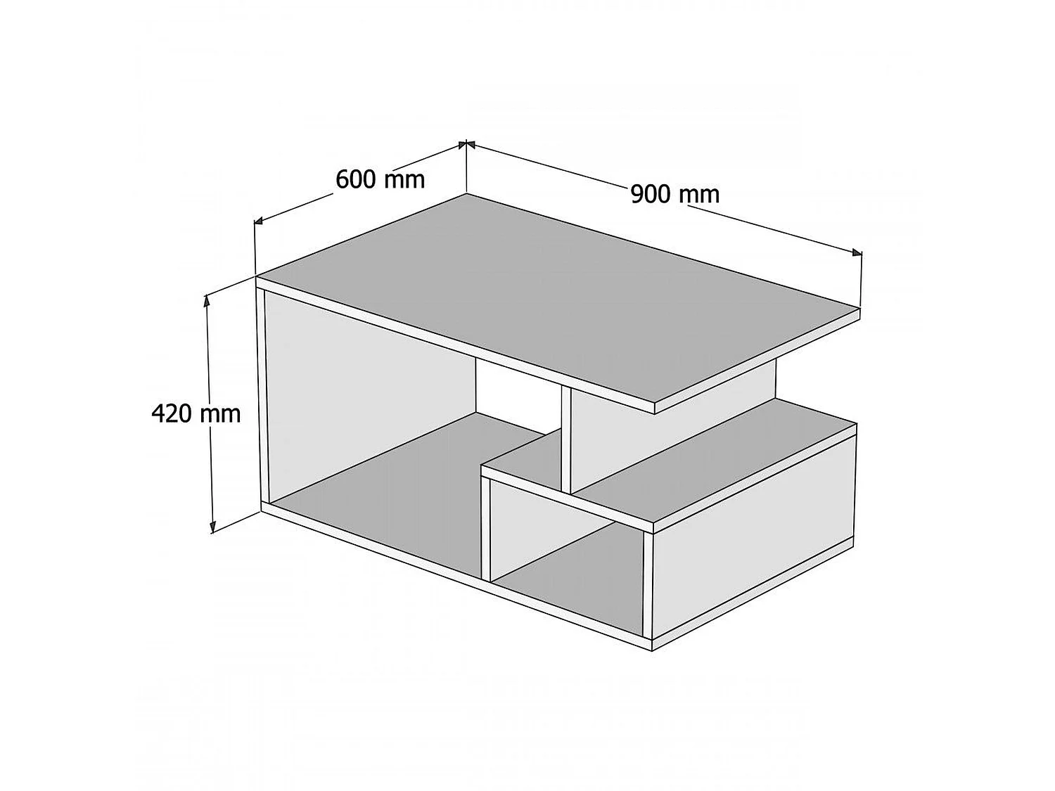 Table d’appoint niger design panneau de particules plaqué mélaminé en couleur blanc. 90x54x42cm