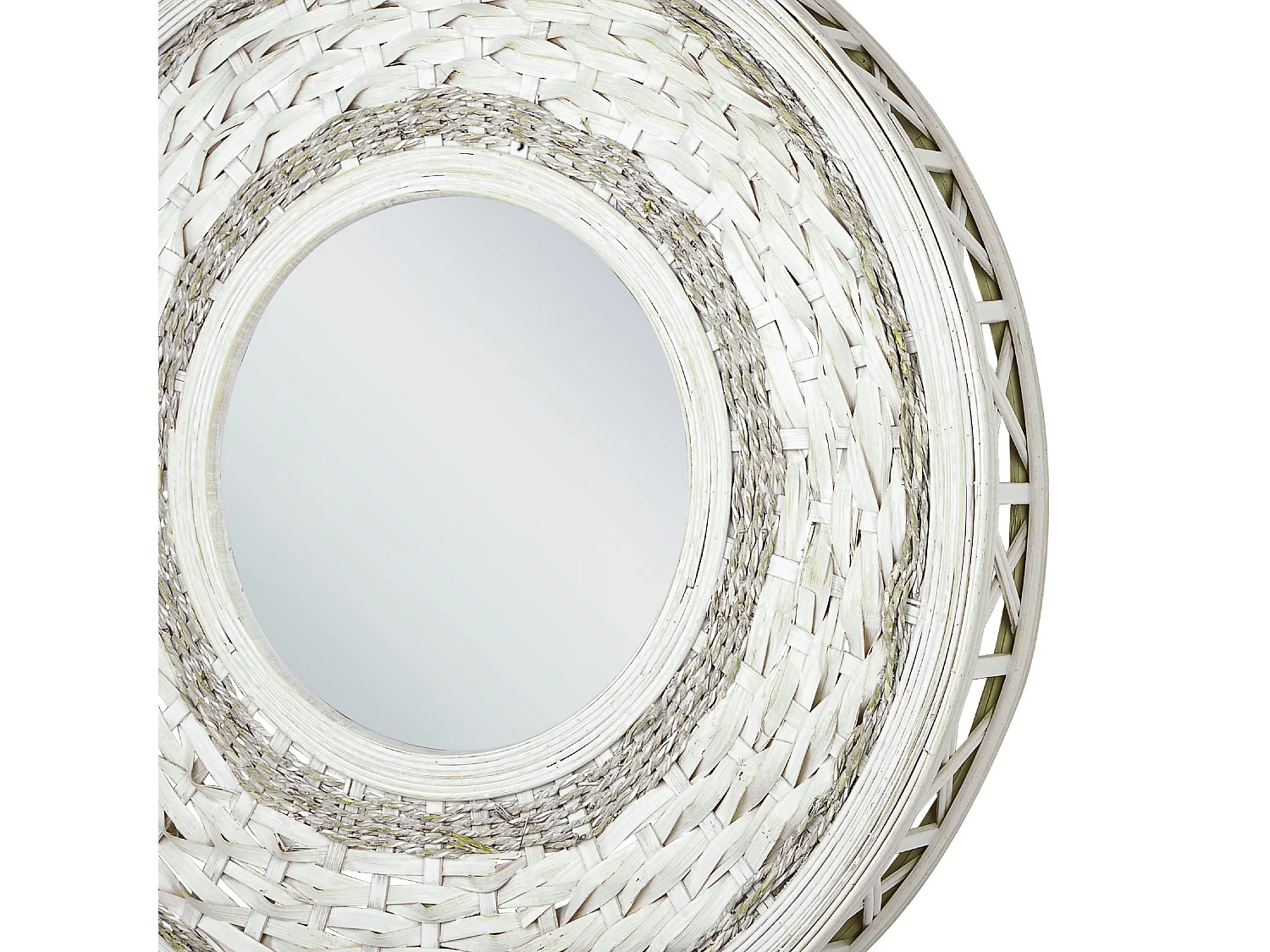 Wandspiegel SOLEDAD 61 cm 61 cm Bamboehout Wit