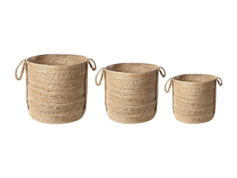 Aufbewahrungskorb 3er Set WADH Jute Naturfarben