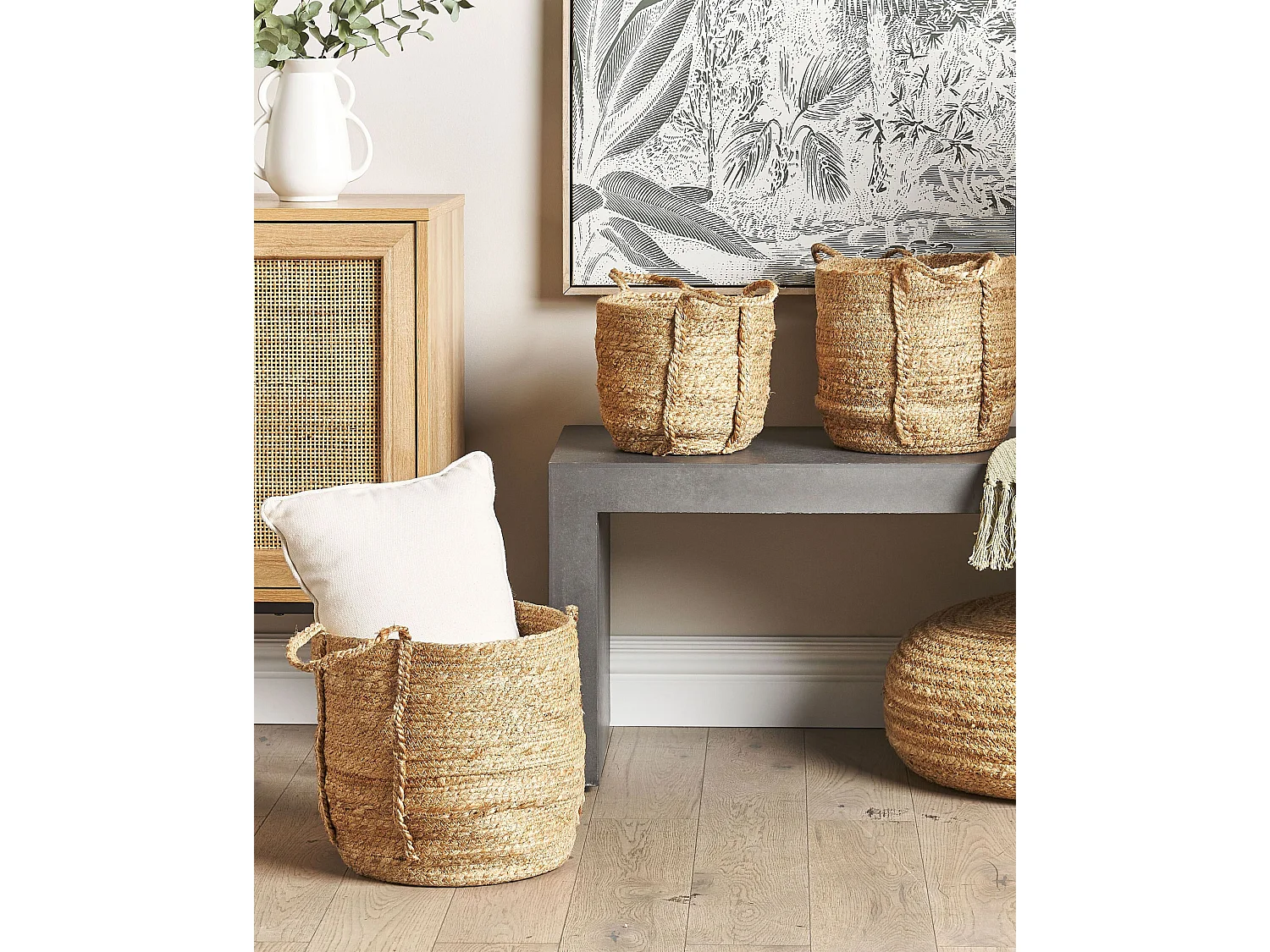 Aufbewahrungskorb 3er Set WADH Jute Naturfarben