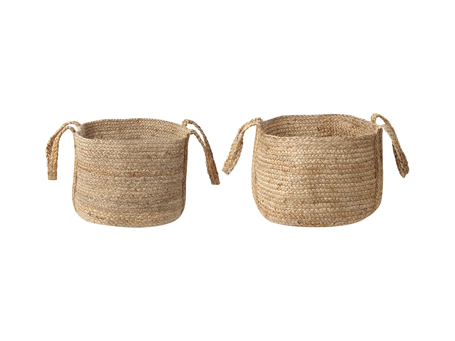 Set aus 2 geflochtenen Jute Aufbewahrungskörben Behälter Set Natur Kornak