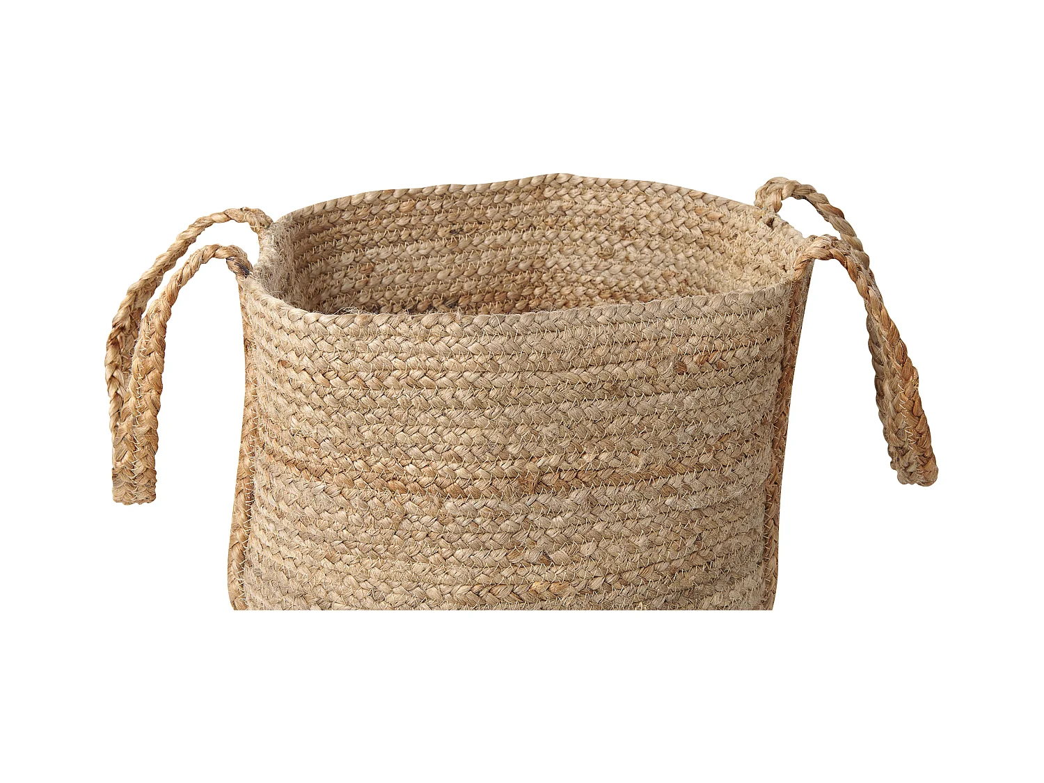 Set aus 2 geflochtenen Jute Aufbewahrungskörben Behälter Set Natur Kornak