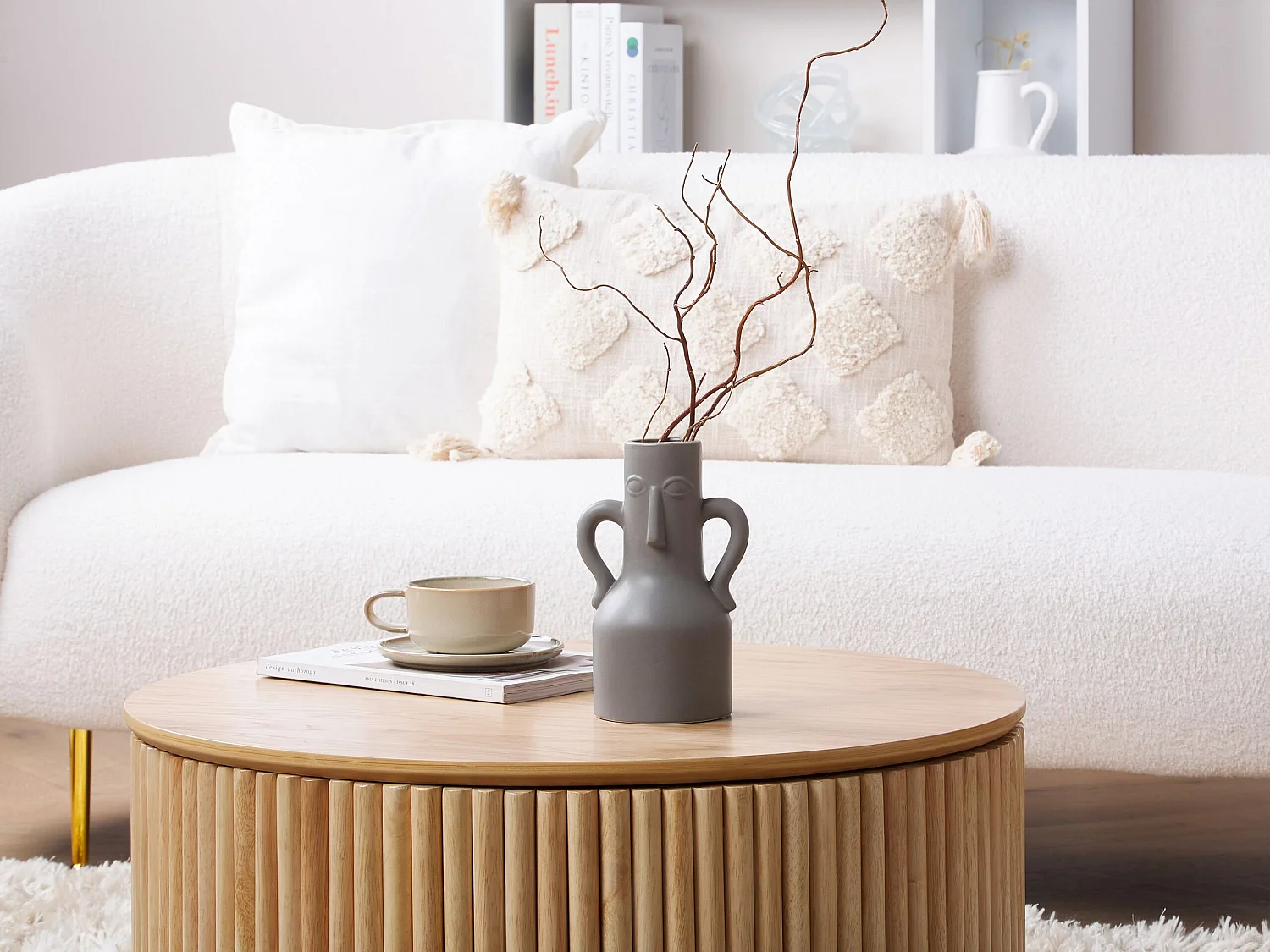 Vase à fleurs TRIPOLI Céramique 21 cm Gris