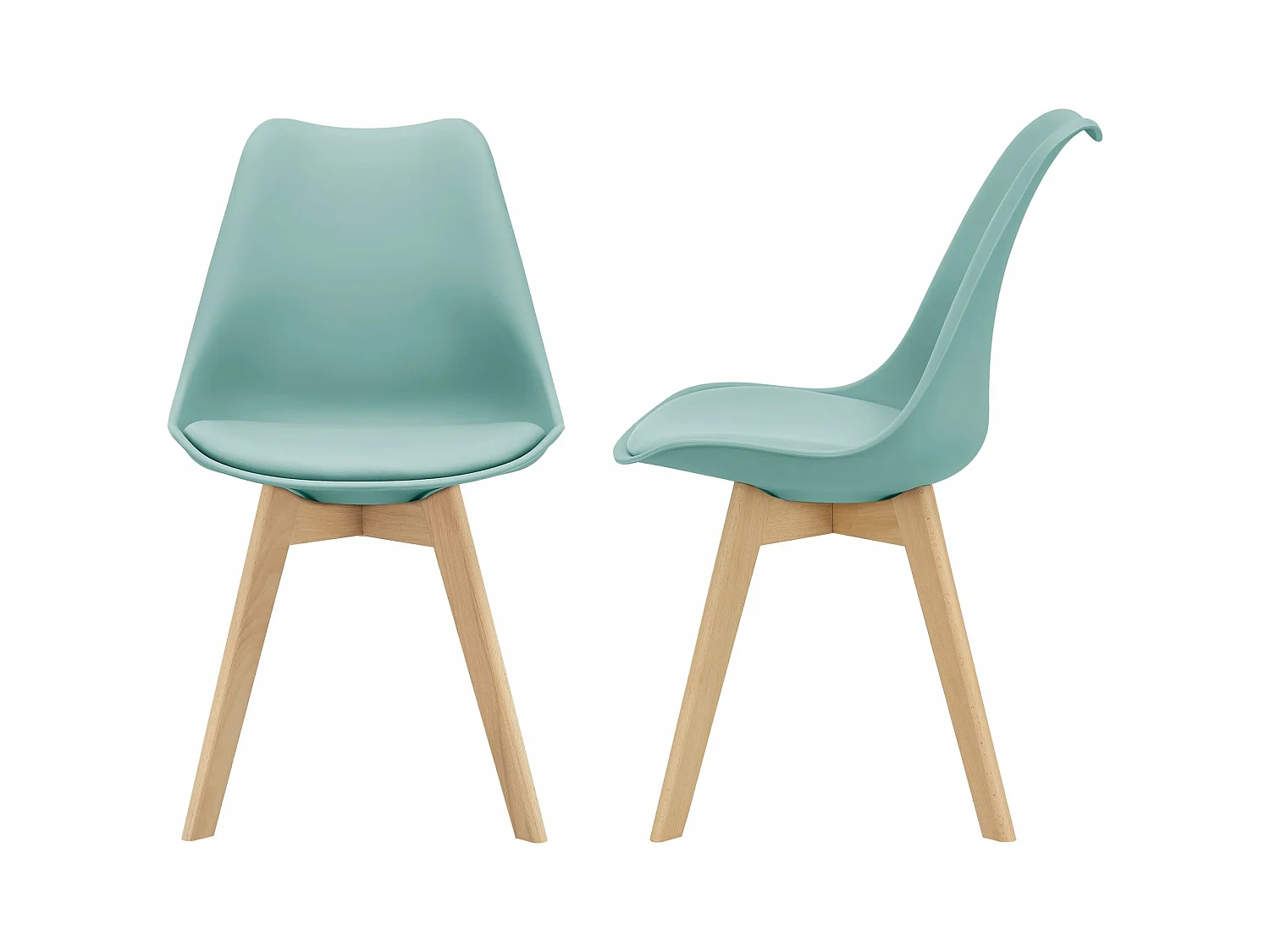 Lot de 2 chaises siège de salle à manger cuisine scandinave synthétique hêtre 81 cm vert 03_0002771