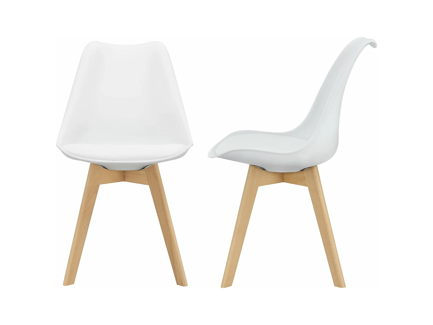Lot de 2 chaises siège de salle à manger scandinave cuisine plastique synthétique blanc 03_0002768
