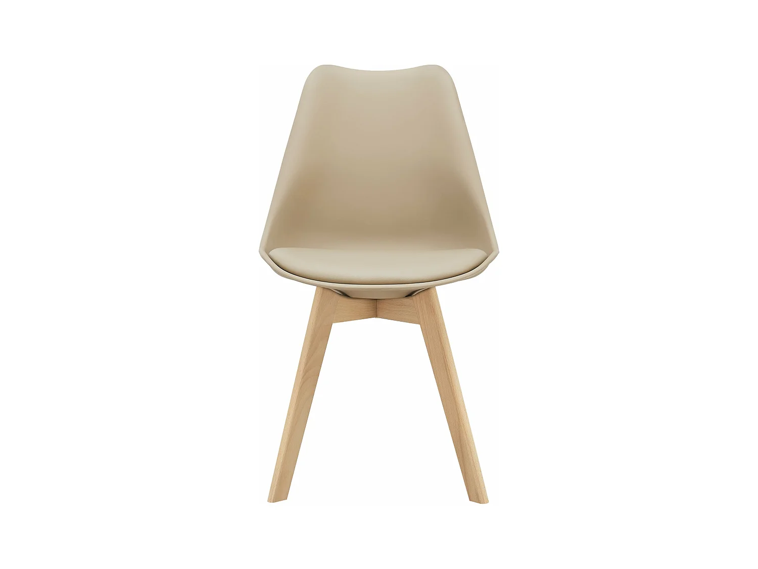 Juego de 2 sillas de comedor de piel sintética beige pies haya diseño escandinavo 03_0002767