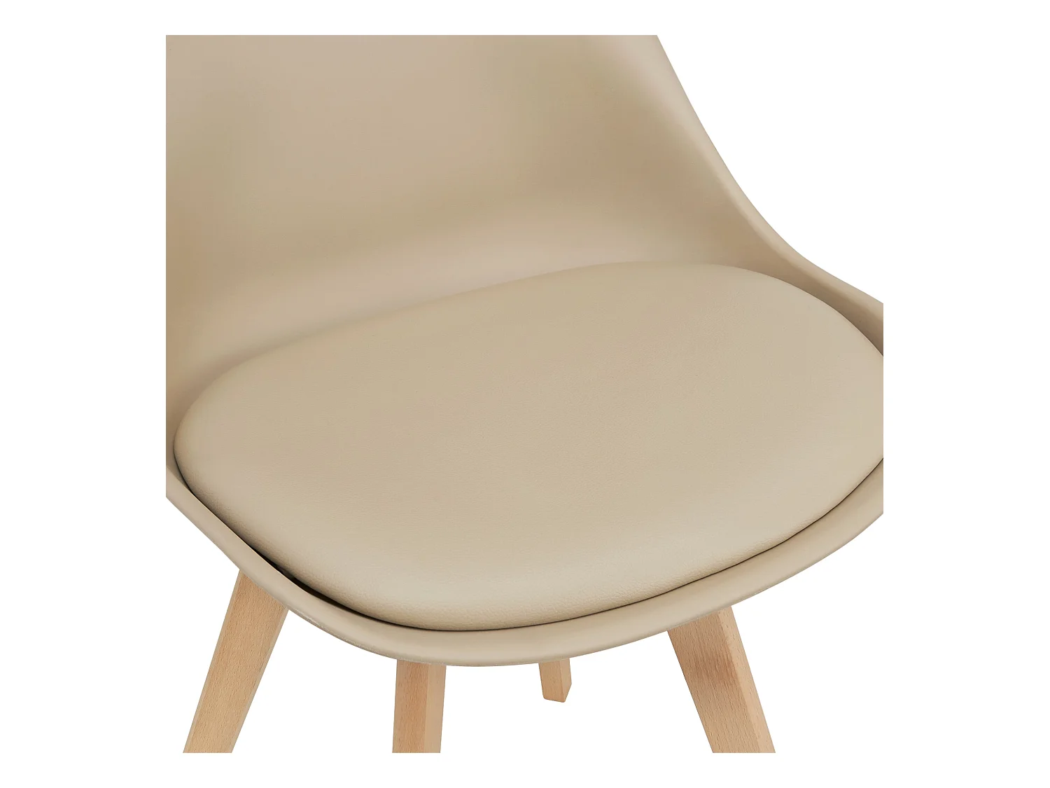 Juego de 2 sillas de comedor de piel sintética beige pies haya diseño escandinavo 03_0002767