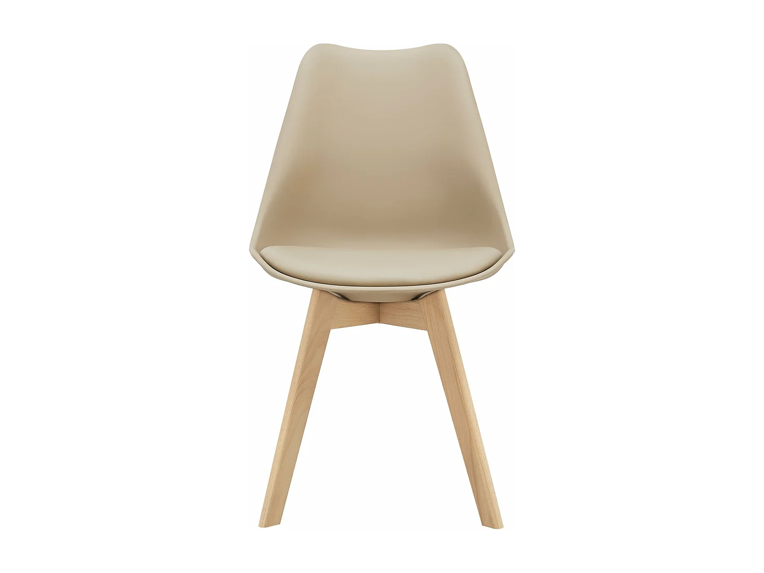 Juego de 2 sillas de comedor de piel sintética beige pies haya diseño escandinavo 03_0002767