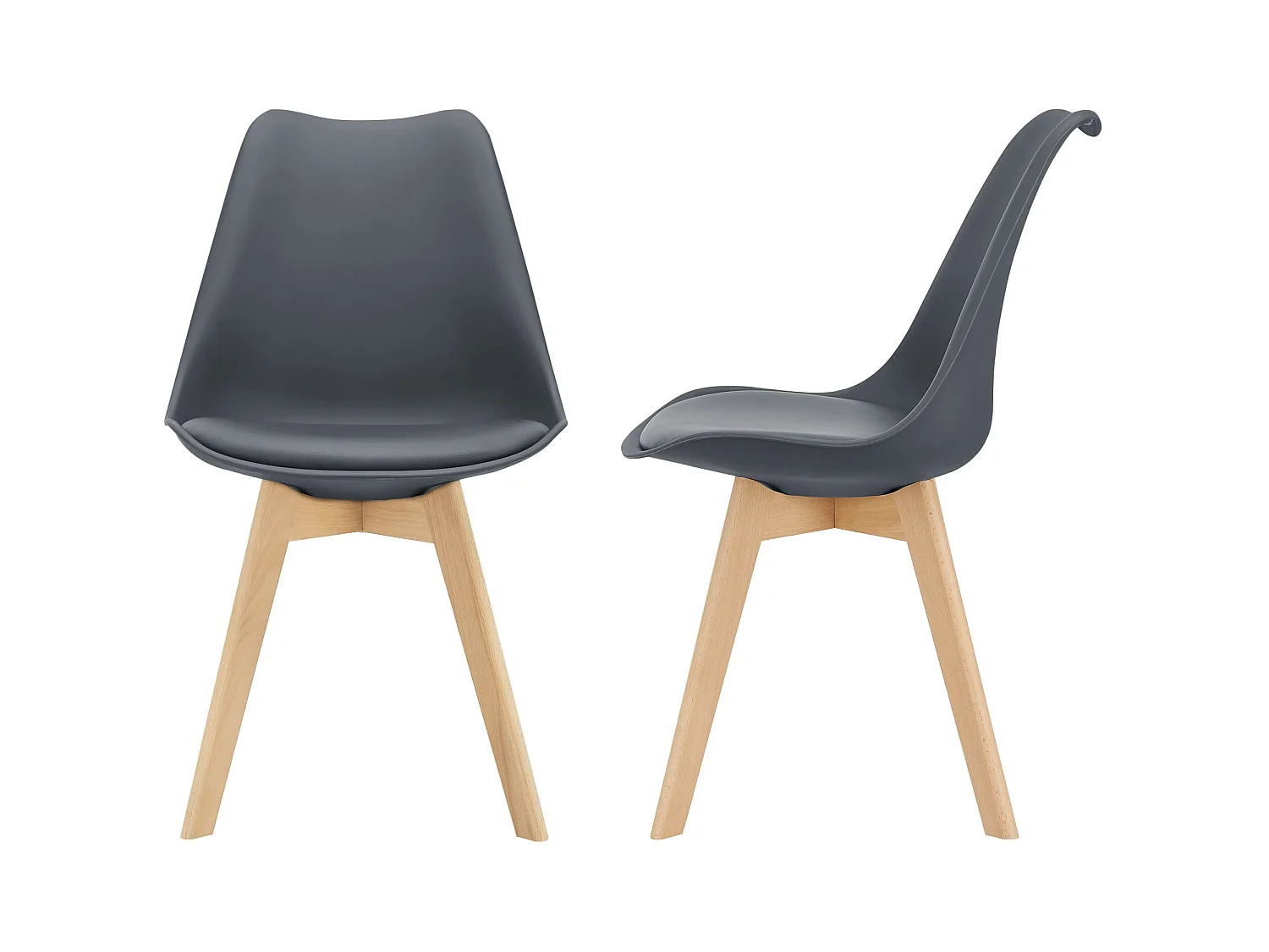 Juego de 2 sillas de comedor de piel sintética gris diseño escandinavo 03_0002770