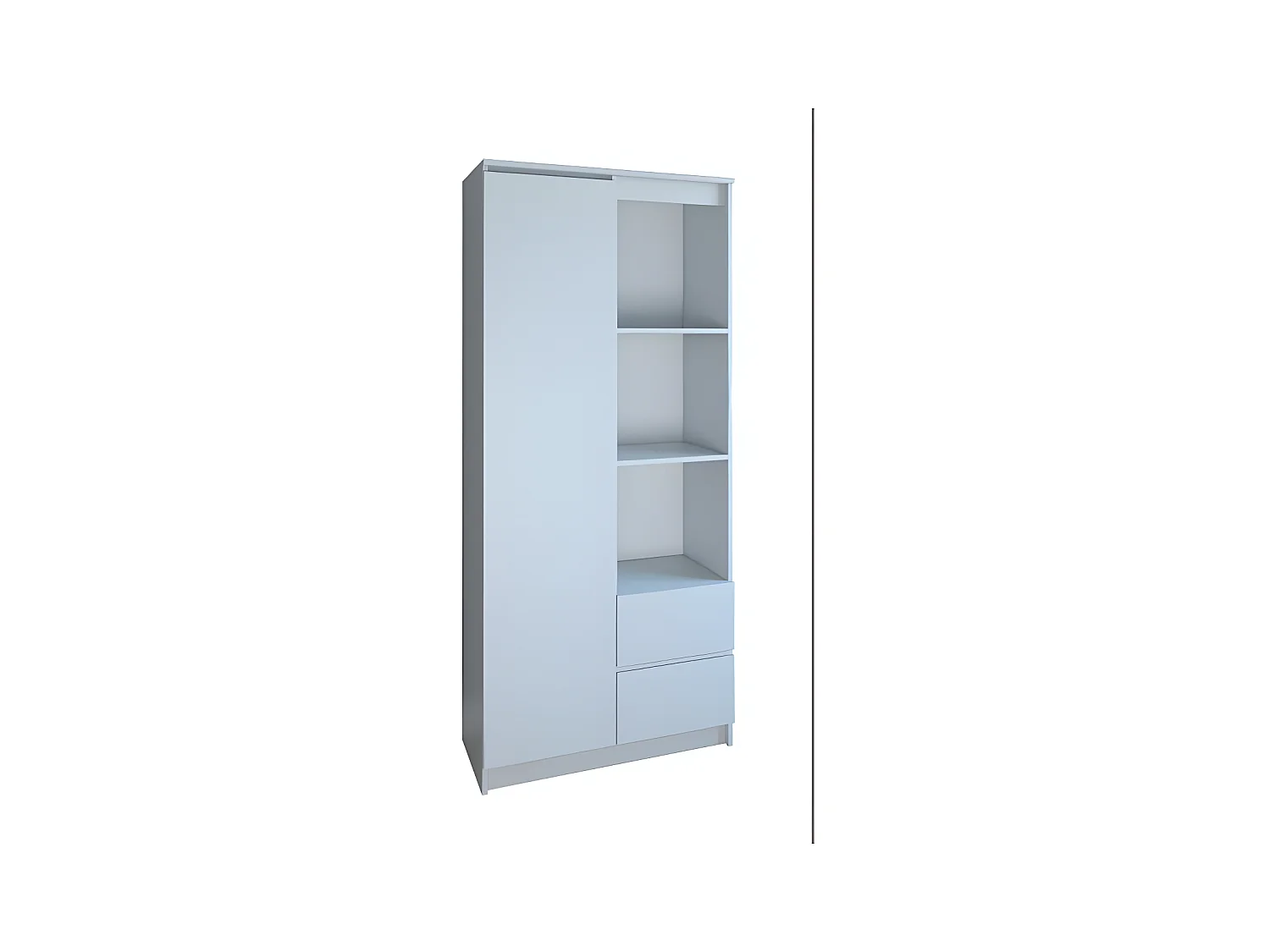 LIVORNO - Librería de 7 nichos + Cajones de escritorio de 2 dormitorios - 180x80x35 - Unidad de almacenamiento - Estanterías de libros decorativas