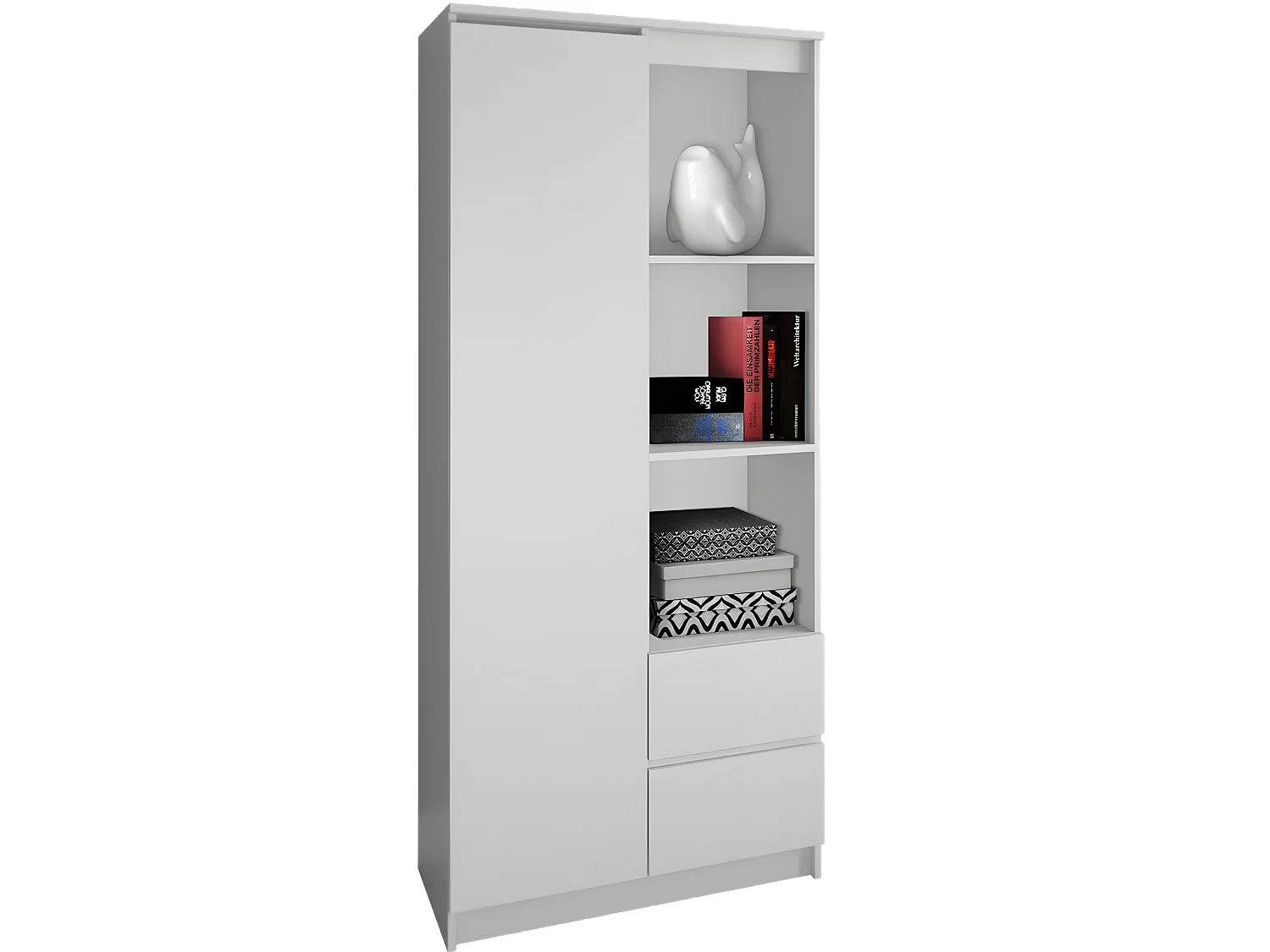 LIVORNO - Bibliothèque 7 niches + 2 tiroirs bureau chambre - 180x80x35 - Meuble de rangement  - Etagères livres déco