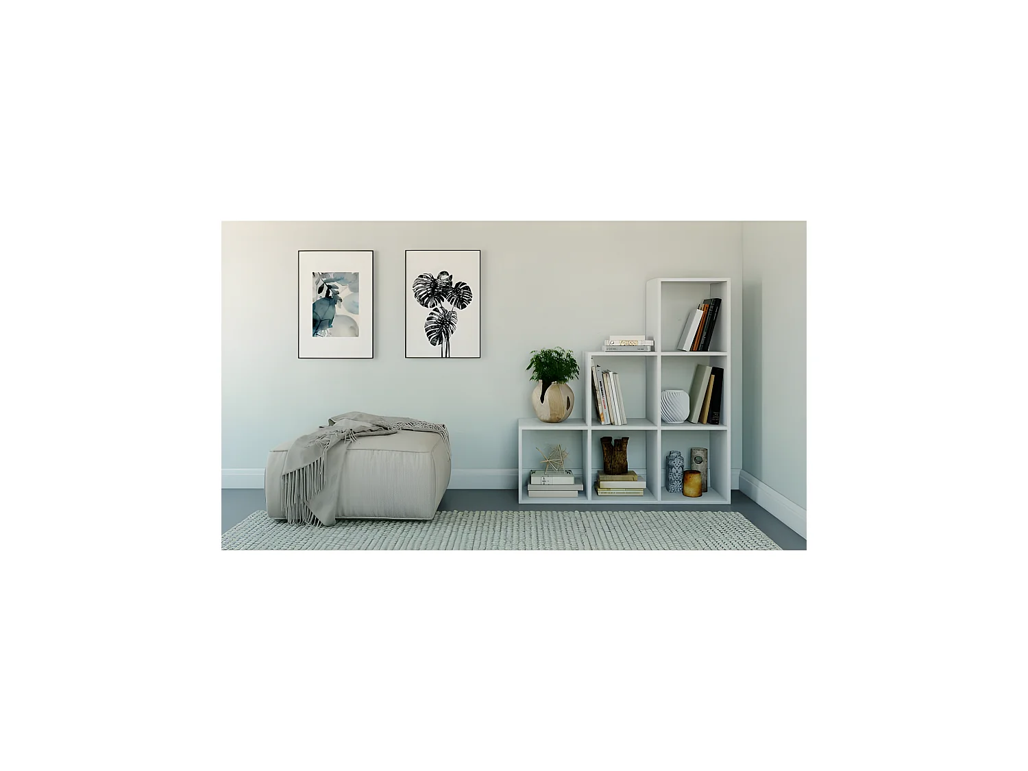 SALERNO | Estantería escalera contemporánea 6 nichos/compartimentos/cubos 30x115x115 cm | Biblioteca moderna | Armario de almacenamiento