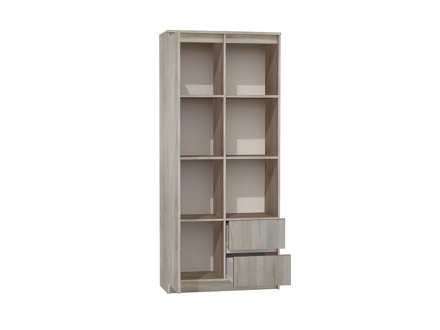 LIVORNO - Bibliothèque 7 niches + 2 tiroirs bureau chambre - 180x80x35 - Meuble de rangement