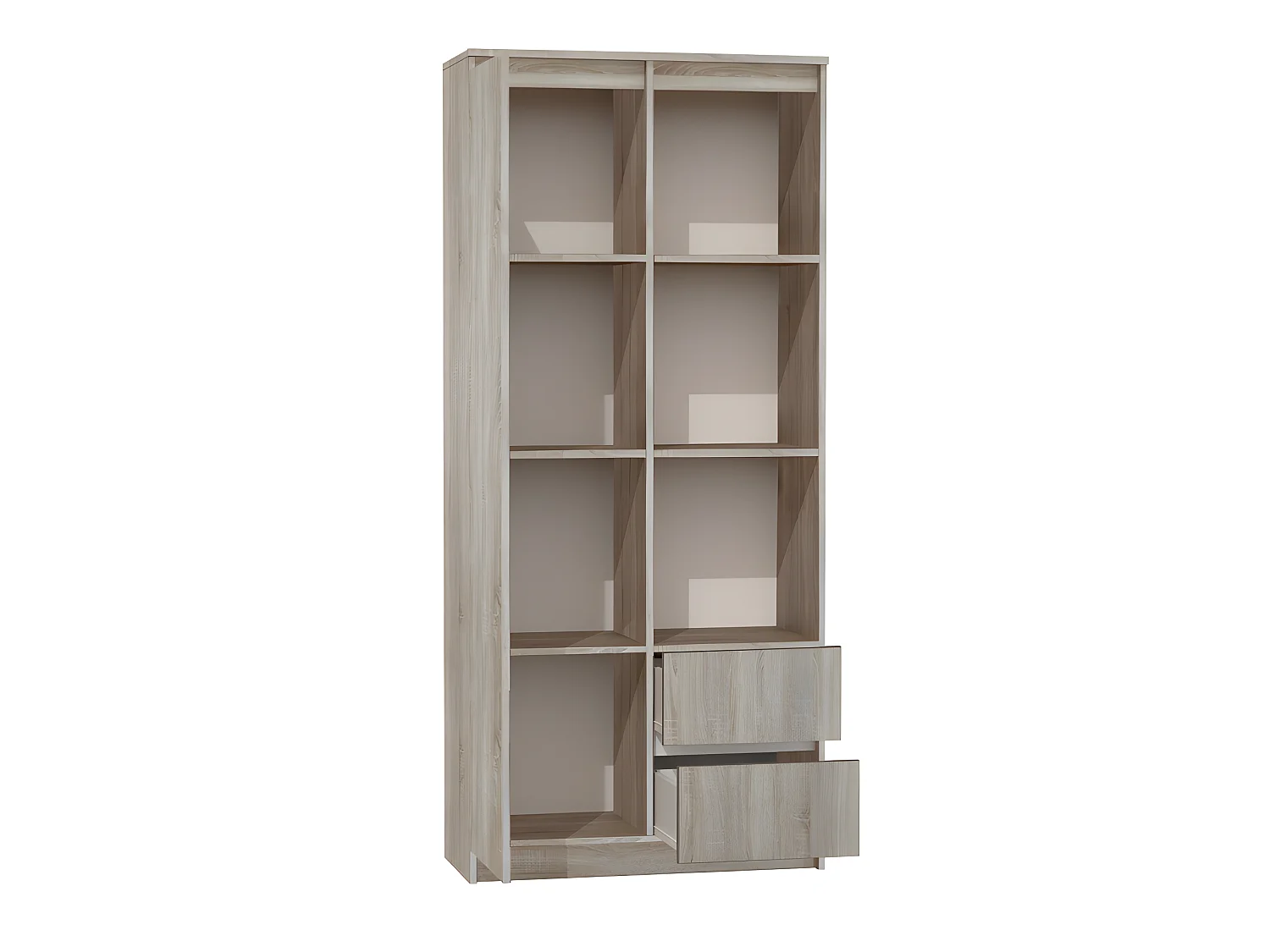 LIVORNO - Bibliothèque 7 niches + 2 tiroirs bureau chambre - 180x80x35 - Meuble de rangement