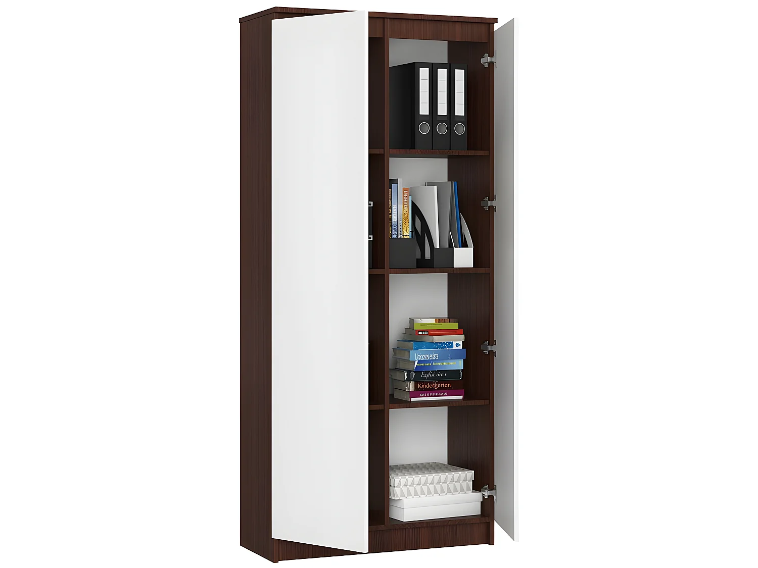 ADALYN - Bibliothèque bureau style moderne salon/cabinet - 80x180x35 - 2 portes+8 tablettes