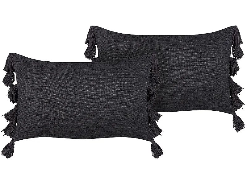 Dekokissen 2er Set LYTHRUM Baumwolle 45 x 45 cm Schwarz Ohne Muster