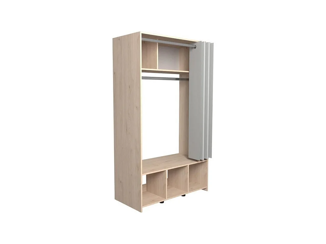Kit dressing Vestiaire ARTIC avec rideau - Chene Jackson - 1 penderie - L 103 x H 180,4 x P 50,3 cm - EKIPA