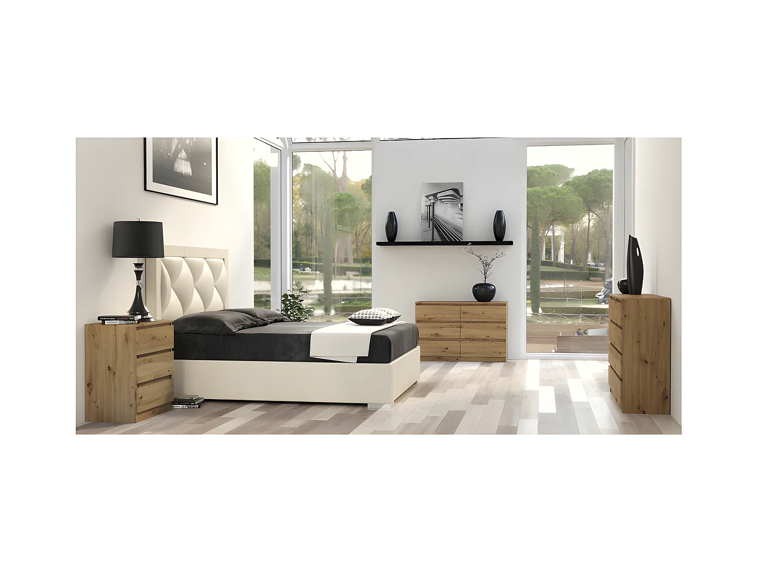MILAN - Cómoda moderna de 6 cajones dormitorio / salón / despacho - 30x120x77 cm - Estilo escandinavo - Mueble contenedor