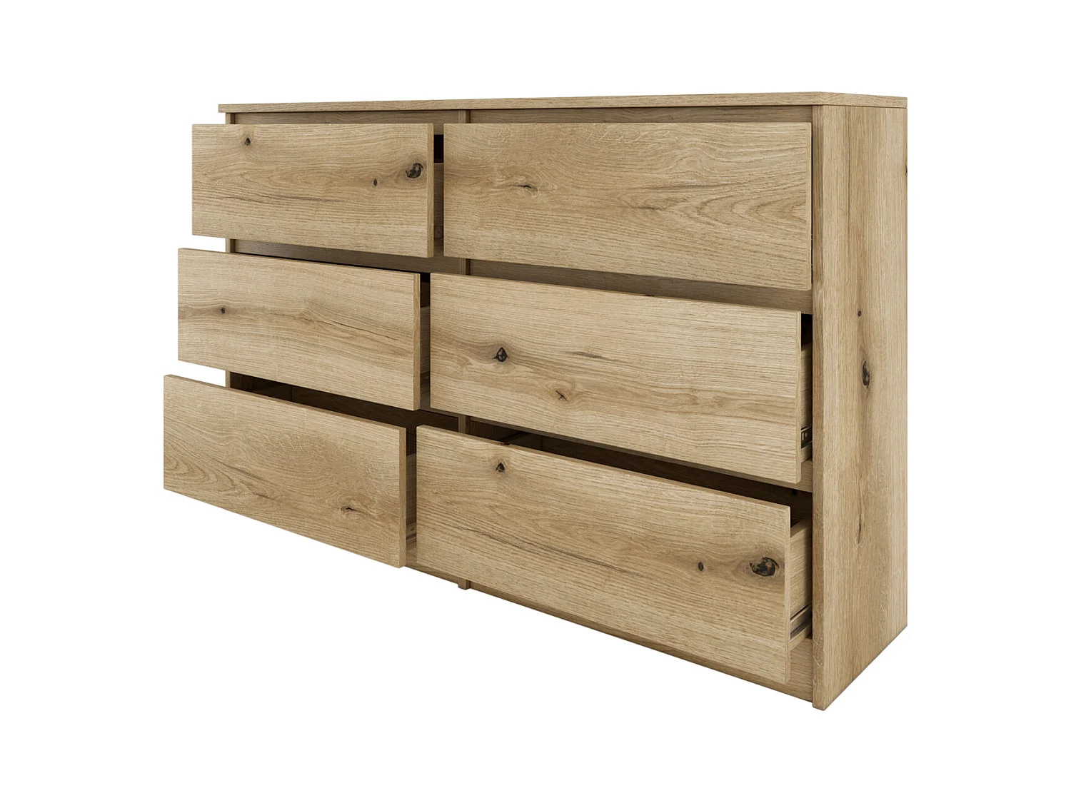 MILAN - Cómoda moderna de 6 cajones dormitorio / salón / despacho - 30x120x77 cm - Estilo escandinavo - Mueble contenedor